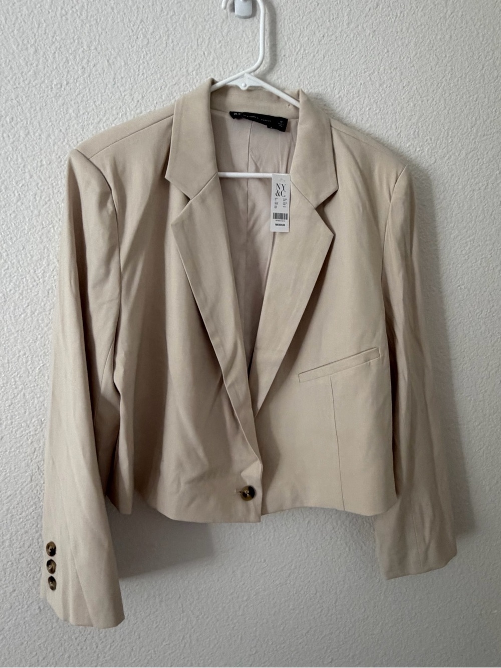 New York & Company Light Beige Cropped Blazer